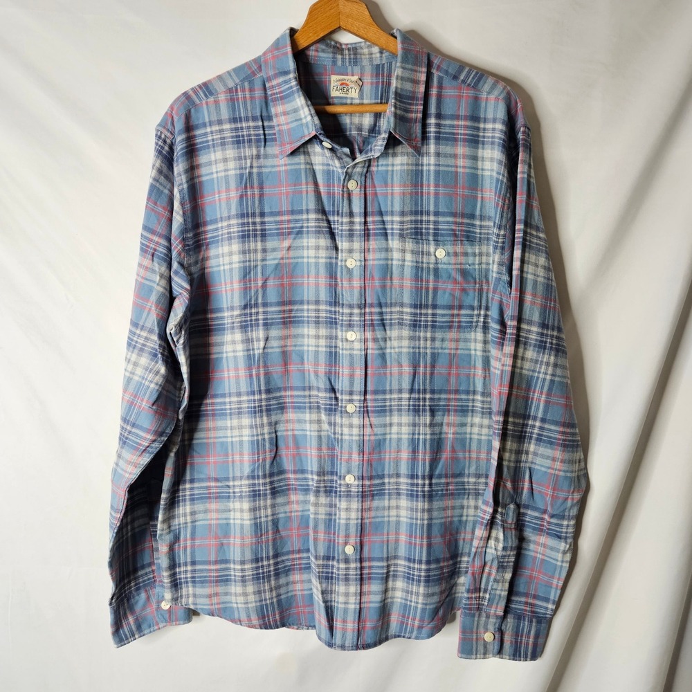 Faherty Mens Plaid Log Sleeve Button Down Shirt‎ sz XXL
